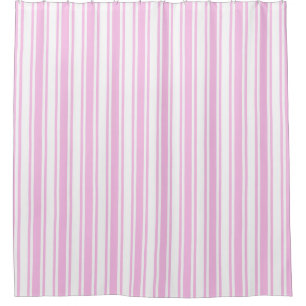 Light pink and white candy stripes shower curtain