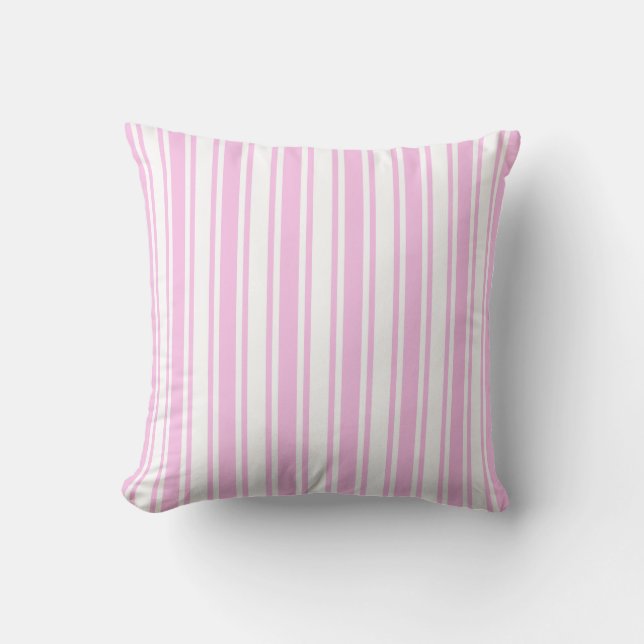 Light pink and white candy stripes throw pillow (Front)