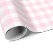 Light Pink and White Check Plaid Wrapping Paper (Roll Corner)