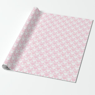 Light Pink and White Checkered Pattern With Hearts Wrapping Paper