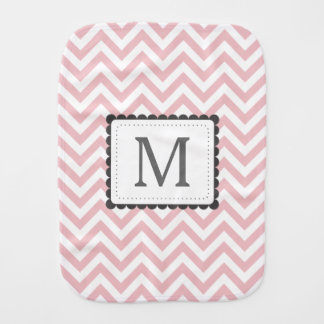 Light Pink And White Chevron Custom Monogram Baby Burp Cloth