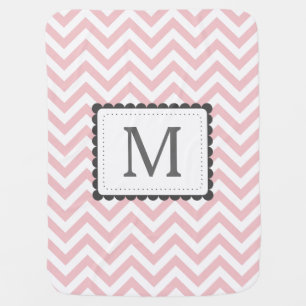 Light Pink And White Chevron Custom Monogram Receiving Blanket