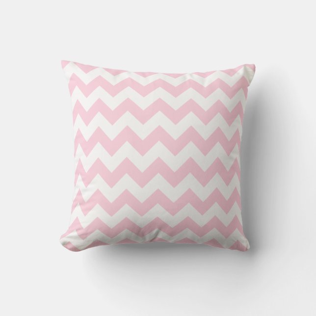 Light Pink and White Chevron Throw Pillow (Front)
