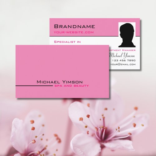 Light Pink and White Chic with Photo Professional Business Card