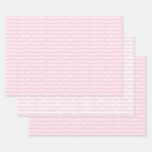 Light Pink and White Christmas Typography Wrapping Paper Sheets