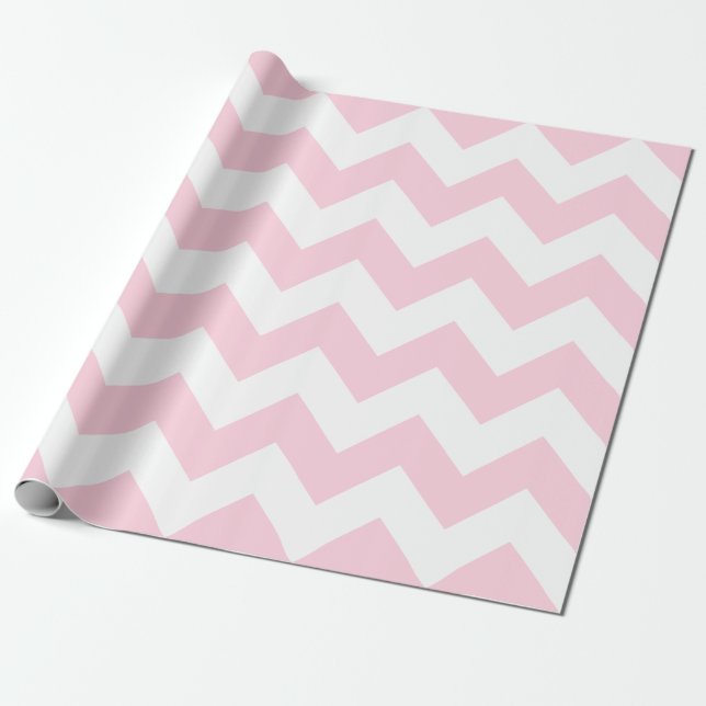 Light Pink and White Extra Large Chevron Wrapping Paper (Unrolled)