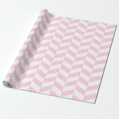 Light Pink and White Extra Large Herringbone Wrapping Paper