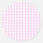 light pink and white gingham pattern preppy girly classic round sticker