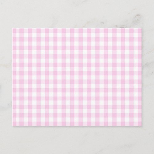 light pink and white gingham pattern preppy girly postcard