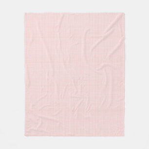 Light Pink and White Gingham Plaid Fleece Blanket