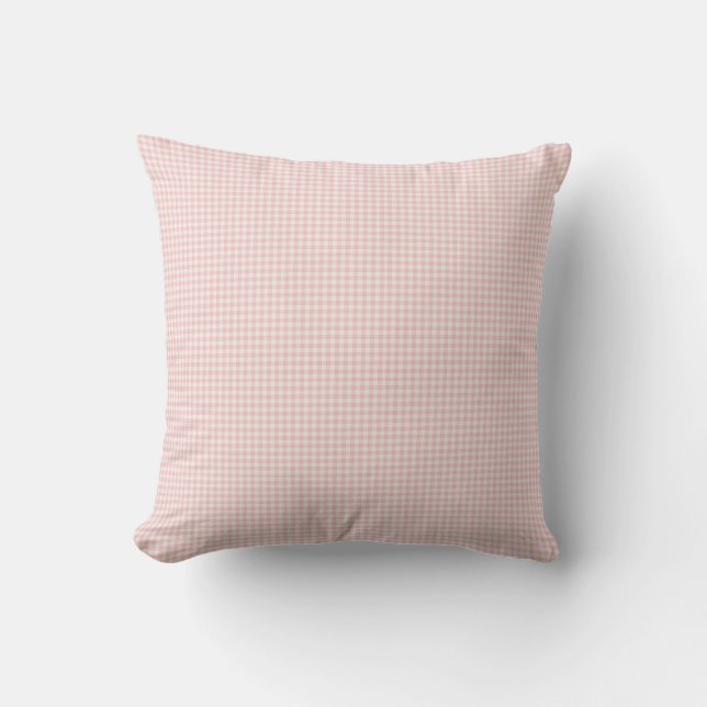 Light Pink and White Gingham Plaid Pattern Cozy  Throw Pillow (Front)