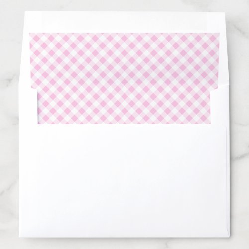 Light Pink and White Gingham Plaid Pattern Envelope Liner