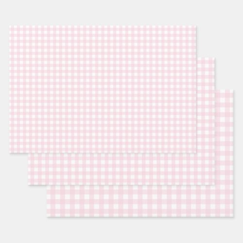Light Pink and White Gingham Wrapping Paper Sheets