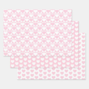 Light Pink and White Hearts Wrapping Paper Sheets
