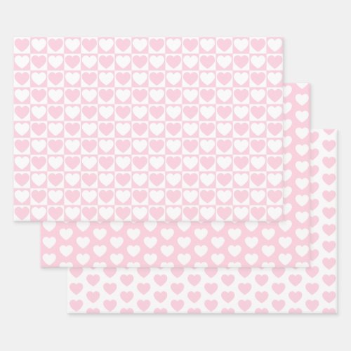 Light Pink and White Hearts Wrapping Paper Sheets