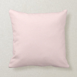 Light Pink and White Herringbone Chevron Throw Pillow