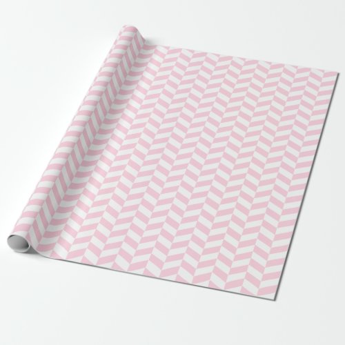 Light Pink and White Herringbone Wrapping Paper