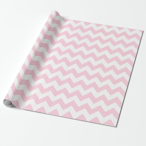 Light Pink and White Large Chevron Wrapping Paper