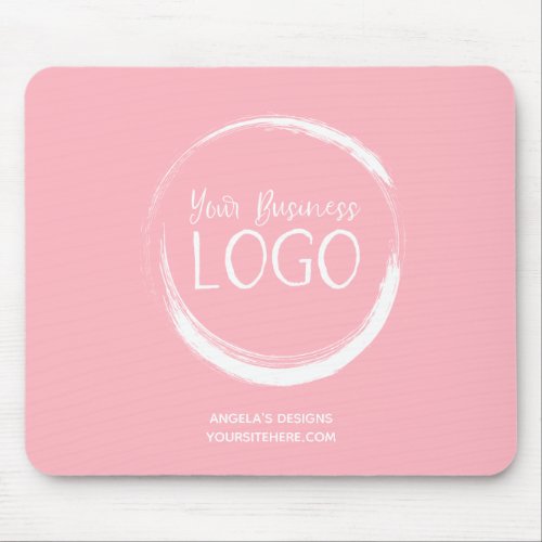 Light Pink and White Logo Promotional Mouse Pad