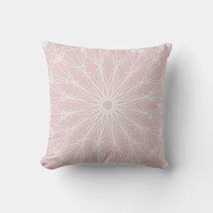 Light Pink and White Mandala Throw Pillow