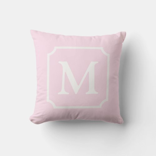 Light Pink and White Notched Monogram Cabana  Outdoor Pillow