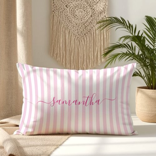 Light Pink and White Pin Stripes Signature Lumbar Pillow