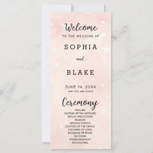 Light Pink and White Stars Wedding Program