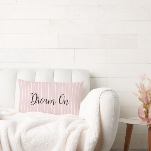 Light Pink and White Stripes Lumbar Pillow