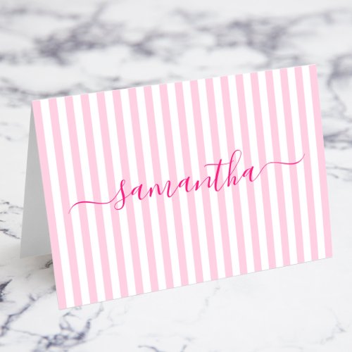 Light Pink and White Stripes Signature Place Cards