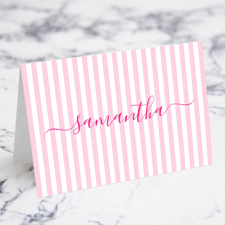 Light Pink and White Stripes Signature Place Cards