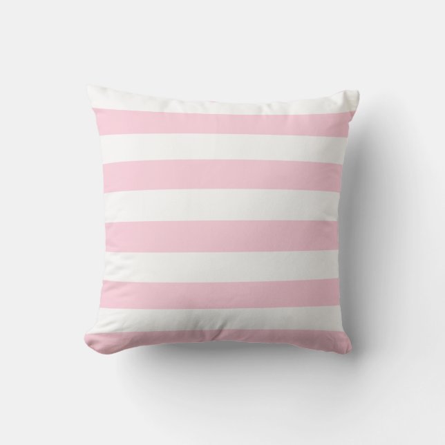 Light Pink and White Stripes Throw Pillow (Front)