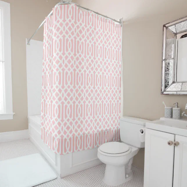 Light Pink and White Trellis Shower Curtain Zazzle