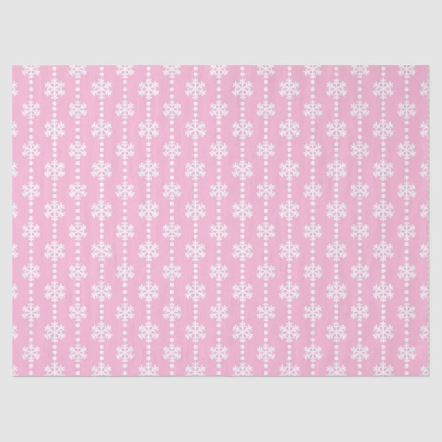 Light Pink and White Winter Snowflakes Pattern Tissue Paper (Front)