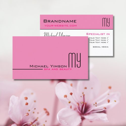 Light Pink and White with Initials Professional Business Card