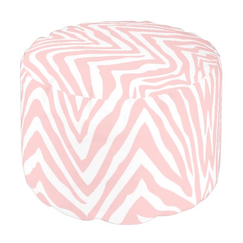 Light Pink and White Zebra Print Pouf