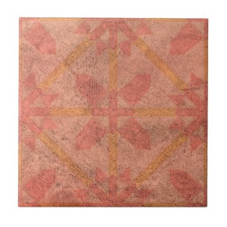 Light Pink And Yellow Distressed Vintage Geometric Ceramic Tile
