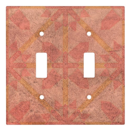 Light Pink And Yellow Distressed Vintage Geometric Light Switch Cover