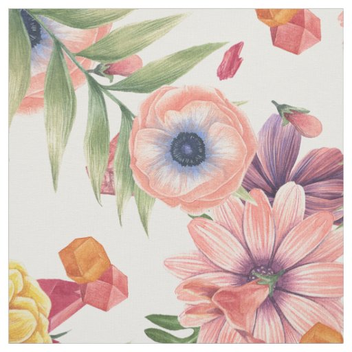 Light Pink And Yellow Flowers Fabric