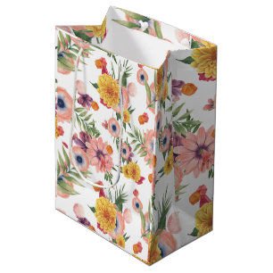 Light Pink And Yellow Flowers Pattern Medium Gift Bag