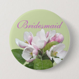 Light pink apple flower bridesmaid pinback button