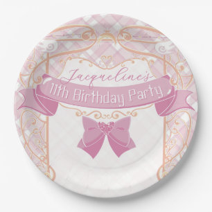 Light Pink Art Nouveau Princess Birthday Paper Plates