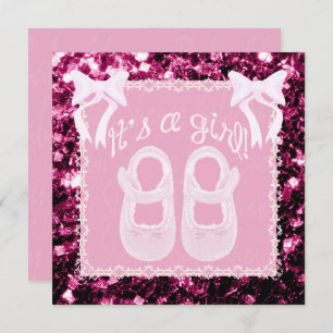 Light pink Baby Girl shower Pink sparkles Invite