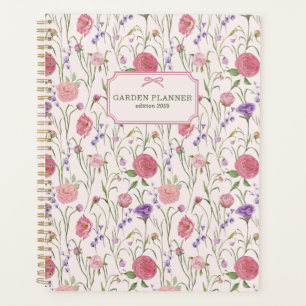 Light pink background, meadow, floral garden   planner