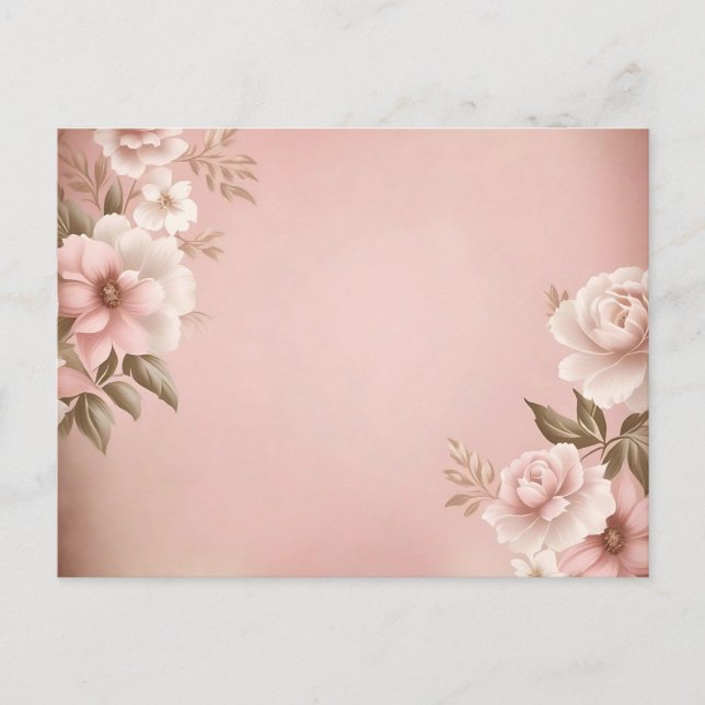 Light Pink Background with Muted Floral Postcard (Front)