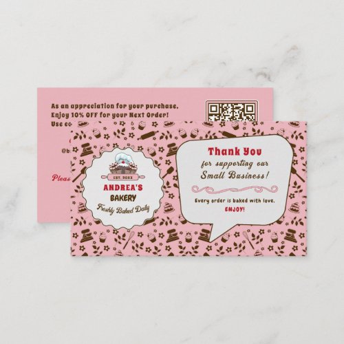 Light Pink Bakery Logo Thank You Business Custom Enclosure Card