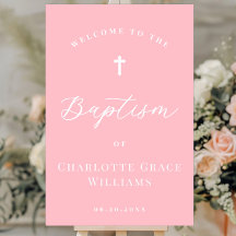 Light Pink Baptism Welcome Sign for Girl