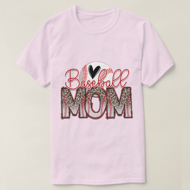 Light Pink Baseball Mom T-Shirt (Design Front)