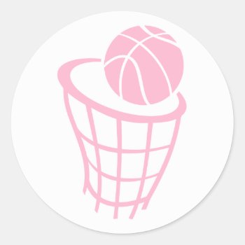 Light Pink Basketball Classic Round Sticker by ColorStock at Zazzle