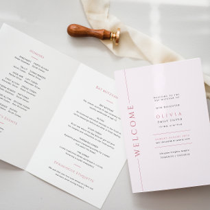 Light Pink Bat Mitzvah Folded Program Booklet