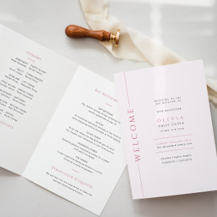 Light Pink Bat Mitzvah Folded Program Booklet